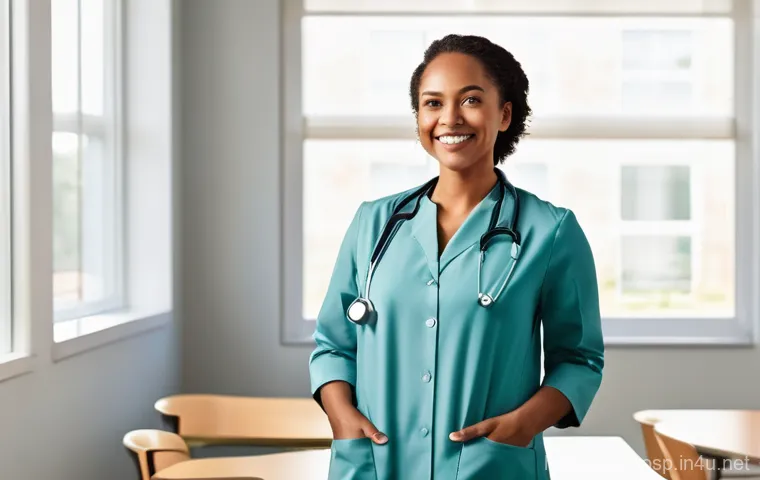 산부인과에서 하는 정기 검진 종류 - **Prompt:** A diverse woman, aged around 30-40, stands confidently and smiling brightly in a modern,...