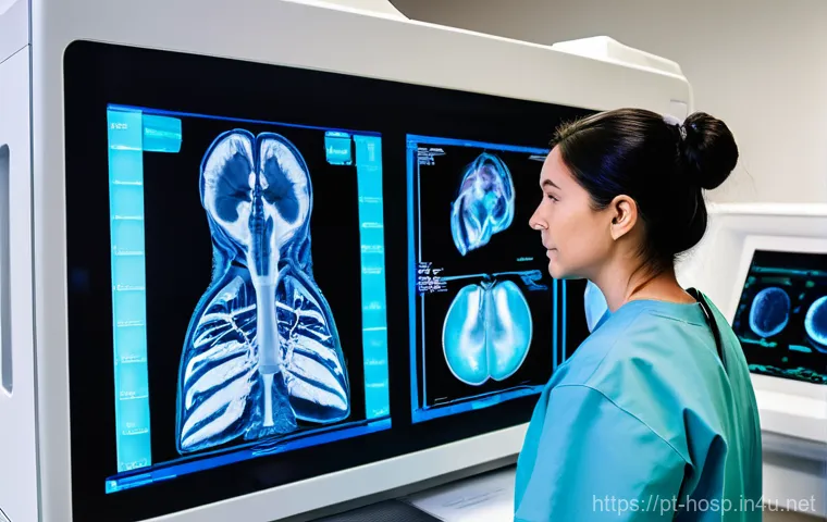 갑상선 초음파 검사와 CT 비교 - **Thyroid Ultrasound Examination: A Detailed Look**
    "A serene and brightly lit modern medical ex...